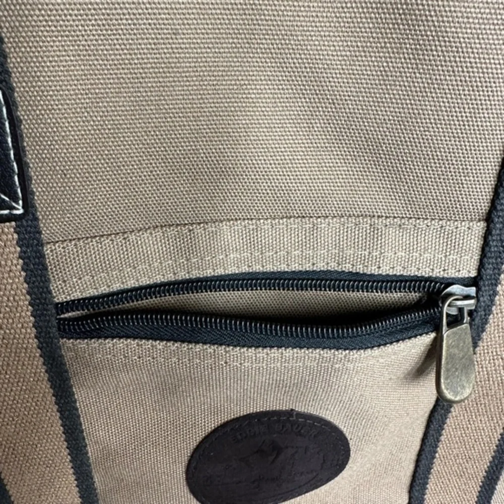 Eddie Bauer Canvas Exterior Plastic Interior Tote 13x14.5x5